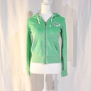 Victoria’s Secret PINK Green velour Zip Hoodie